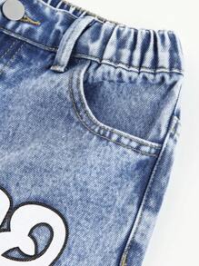 Tween Boys' Letter Printed Distressed Jeans - Medium Wash - View 6