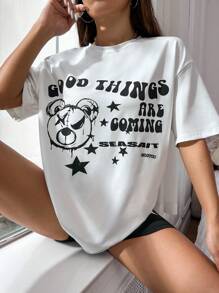 Flirla Casual Black & White Color Block Set With Positive Slogan