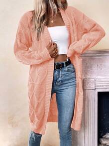 SHEIN Frenchy 女士針織雙口袋開襟羊毛衫 - 淺粉色 - 查看 3