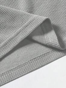 Manfinity Homme Men's Solid Color Short Sleeve Textured Fabric T-Shirt - Grey - View 6