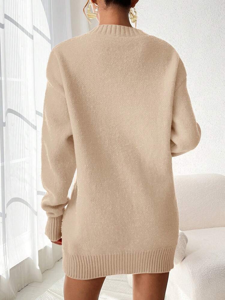 Women's Heart Pattern Round Neck Sweater, Knit Pullover Fall Winter