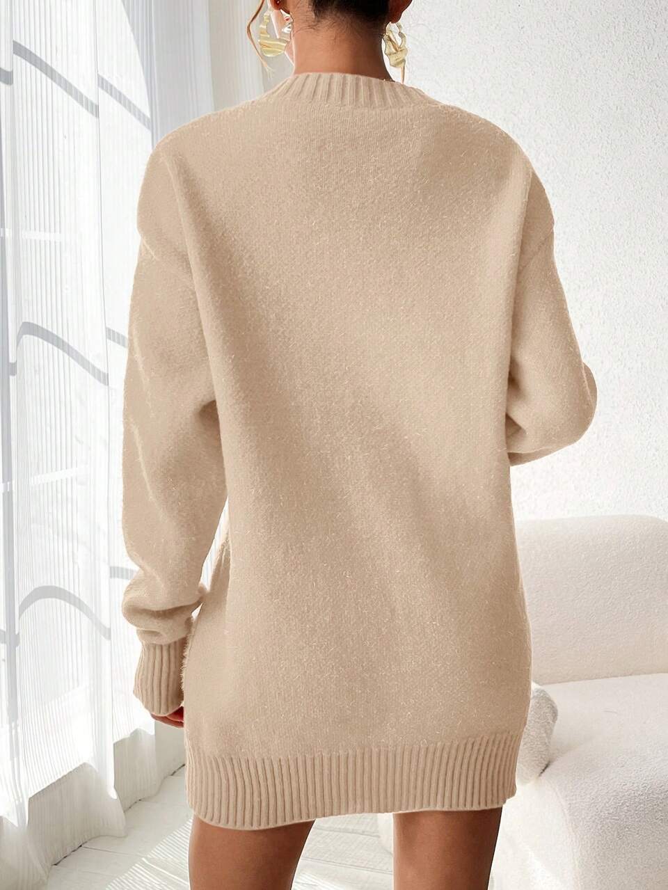 Women's Heart Pattern Round Neck Sweater, Knit Pullover Fall Winter