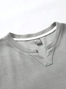 Manfinity Homme Men's Solid Color Short Sleeve Textured Fabric T-Shirt - Grey - View 5