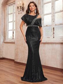 YISIKADO Women's Sequin Beaded High-End Luxury Mermaid Party Evening Dress For Prom