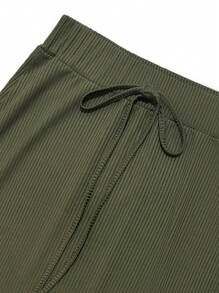 Women's Casual Solid Color Lace-Up Fishtail Skirt Spring - Army Green - View 5