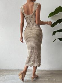 Breezaya Ladies' Hollow Out Sweater Dress - Apricot - View 2