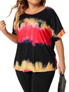 LONESS 大尺碼女性寬鬆扎染t恤 - 彩色 - 查看 5