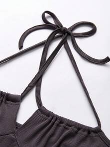 SHEIN Unity Của phụ nữ Màu thuần Dây Dây đeo Không tay Áo - Xám - Xem 6