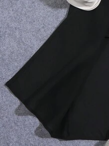 SHEIN 2pcs/Set Tween Girl Style Lace Long Robe And Long Cami Dress - Black - View 4