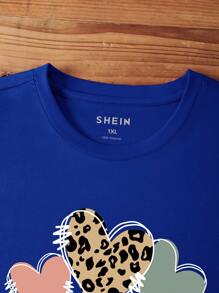 INAWLY Áo thun tay ngắn in chữ Love cỡ lớn cho nữ, áo thun họa tiết, áo mùa hè cho nữ - Xanh đậm - Xem 6