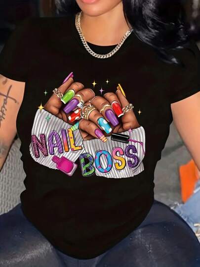 Black Queen Afro Dripping Art Women's Plus Casual Tee T Shirt Summer