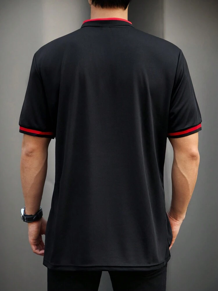 Men'S Striped Decorated Short Sleeve Polo Shirt