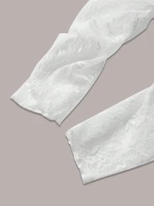 SHEIN Unity 女士性感不對稱領口長袖透視上衣 - 白色 - 查看 3