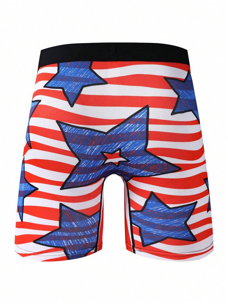 Men's Pentagram & Stripe Pattern Boxer Briefs