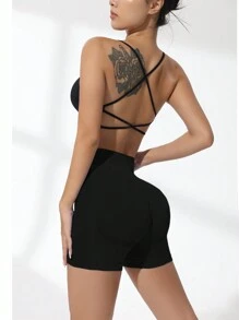 Gameset SHEIN Sport Seamless Yoga Sports ShortsWomen Sweat Short, Gym Short, Biker Short - Black - View 7