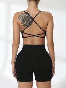 Gameset SHEIN Sport Seamless Yoga Sports ShortsWomen Sweat Short, Gym Short, Biker Short - Black - View 6