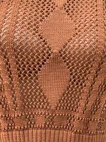 SHEIN VCAY Của phụ nữ Khe nứt bên Áo len dệt kim Áo vest - màu nâu - Xem 7