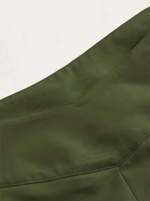 Flirla Kích thước lớn Xếp li Hem cao-thấp Váy Với V-cut Eo - xanh quân đội - Xem 5