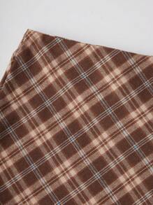 SHEIN Unity Women's Plaid Skirt - Brown - View 4
