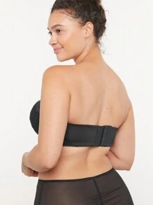 LUVLETTE Lingerie Strapless Push-Up Black Lace Push Up Half Bra - Black - View 10