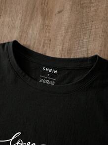 INAWLY 圆领短袖 T 恤图案 T 恤女式上衣 - 黑色 - 查看 3