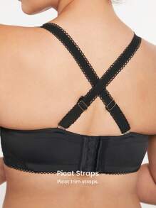 LUVLETTE Lingerie Strapless Push-Up Black Lace Push Up Half Bra - Black - View 8