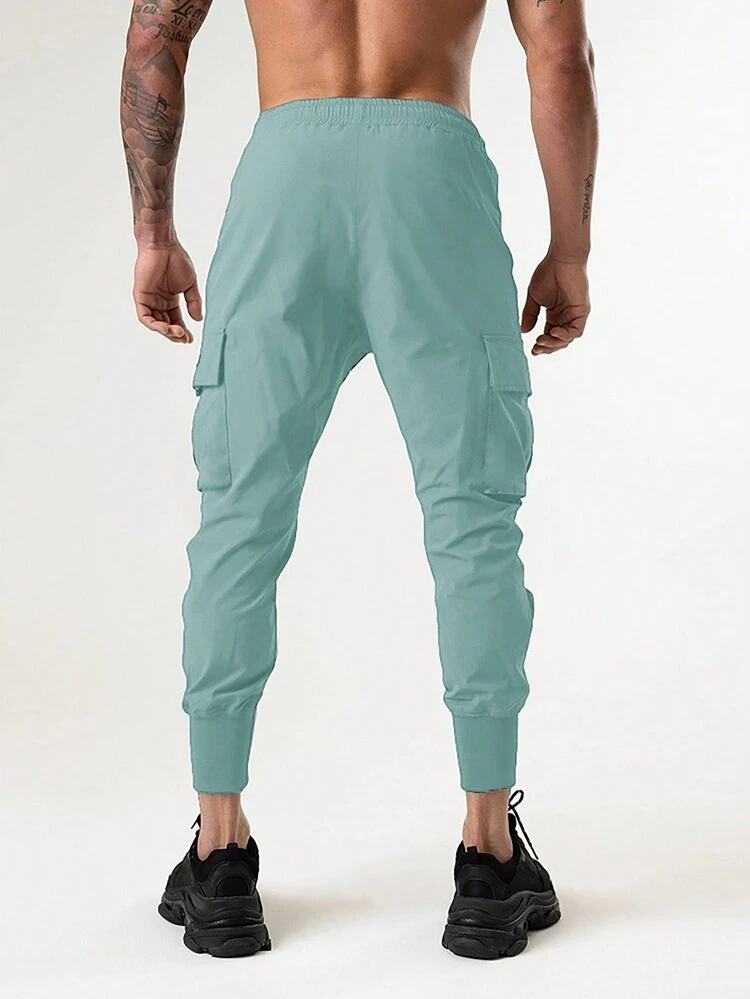 Men'S Plus Size Cargo Pants With Zipper Decorated & Elastic Cuff