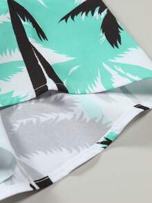 Manfinity RSRT Men's Coconut Tree Pattern Printed Short Sleeve Shirt And Drawstring Shorts Set - Green - View 4
