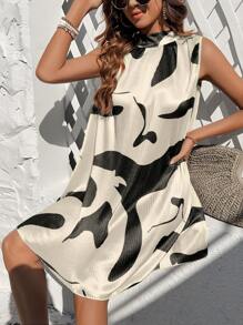 Breezaya Full Body Pleated Sleeveless Dress With Tie Straps