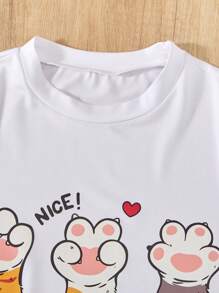 Cô gái Hoạt hình & Chữ in Áo thun - trắng - Xem 3
