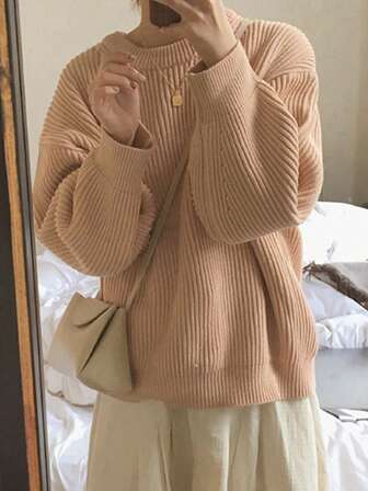 2024 秋冬新款女士纯色休闲宽松套头衫