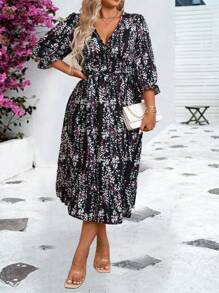 SHEIN Clasi Plus Size Full Print Dress