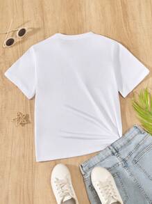 Cô gái Hoạt hình & Chữ in Áo thun - trắng - Xem 2