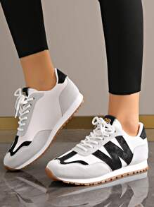 Fall/Winter Spring/Summer Plus Size Women's Outdoor Ribbon Sports Shoes Non-Slip Breathable Running Sneakers - Black - View 3