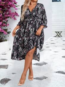 SHEIN Clasi Plus Size Full Print Dress