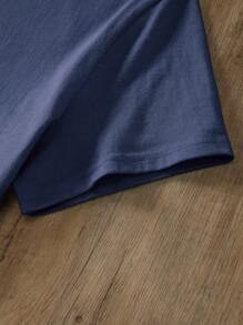 INAWLY 女式字母印花短袖 T 恤图案 T 恤女式上衣 - 藏蓝色 - 查看 4