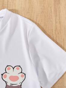 Cô gái Hoạt hình & Chữ in Áo thun - trắng - Xem 4