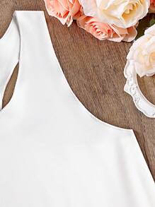 SHEIN Essnce 女款卡通貓印花背心 - 白色 - 查看 4