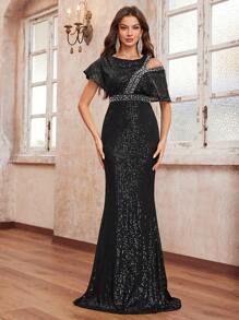 YISIKADO Women's Sequin Beaded High-End Luxury Mermaid Party Evening Dress For Prom