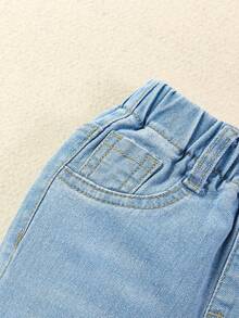 女嬰仿舊牛仔喇叭褲 - 淺色水洗藍 - 查看 5
