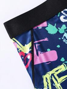 Men's Boxer Briefs With Letter Print - Blue - View 6