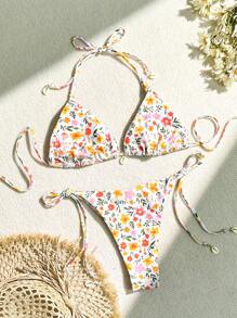 Swim Mod Summer Beach Ladies' Ditsy Floral Bikini Set Music Festival