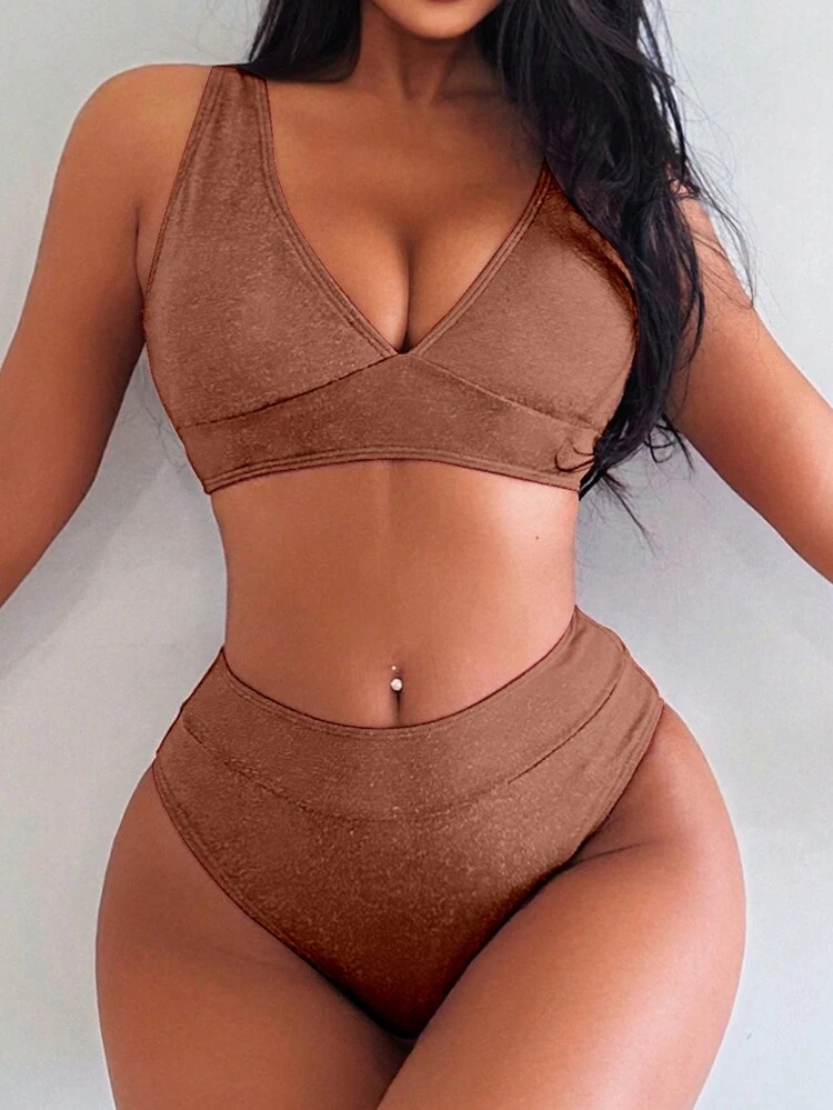 Ladies' Solid Color Metallic Wire Bikini Set Music Festival Summer Beach