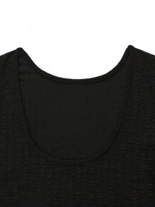 Zolique Women's Solid Color Short Sleeve T-Shirt - Black - View 4