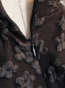 SHEIN Young Girl Casual Fitted High Waisted Skirt With Double Row Metal Button Decoration - Black - View 6