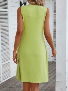 VaVaBold Của phụ nữ Màu thuần Dài Áo vest Áo Và Áo ba lỗ Bộ quần short - màu xanh lá - Xem 2