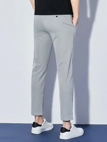 Men's Casual Cropped Pants With Slanted Pockets - Grey - View 2