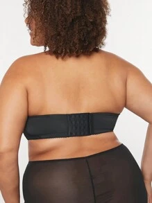 LUVLETTE Plus Black Sexy Lingerie Strapless Push-Up Lace Half Bra