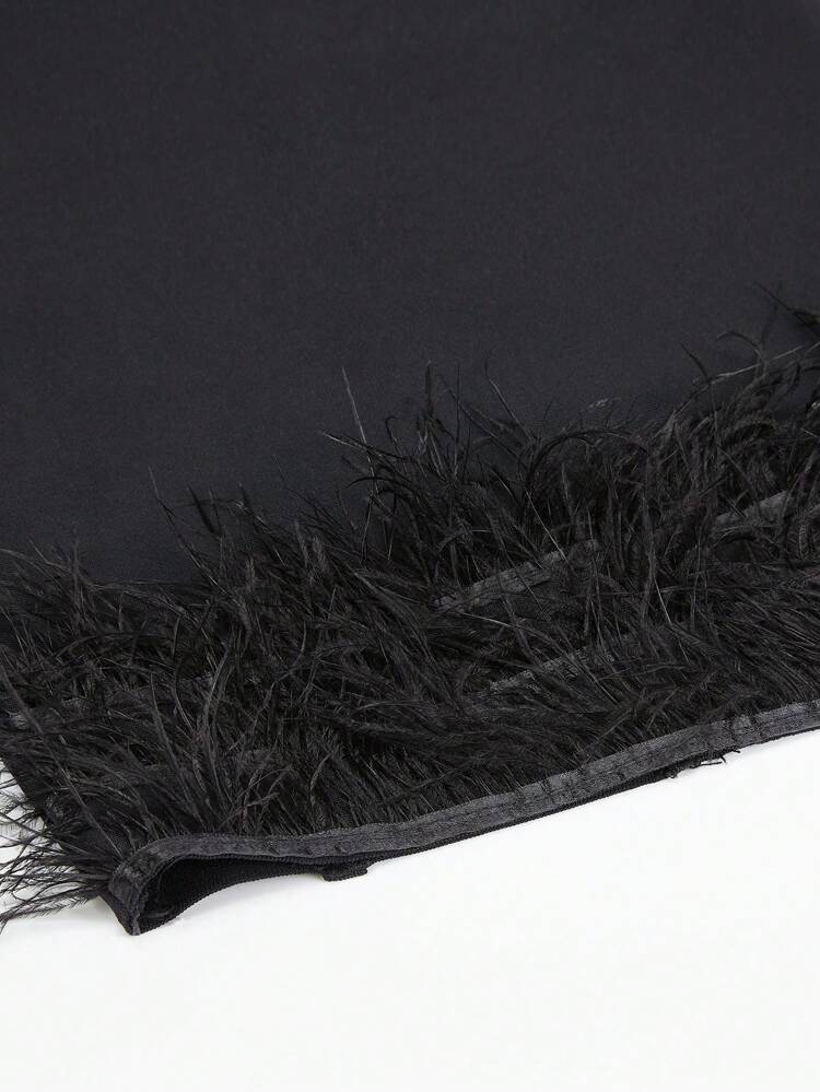 Teen Girl Solid Color Feather Patchwork Cami Dress