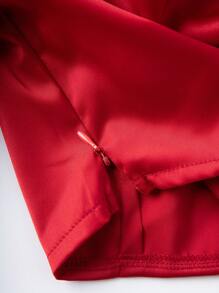 SHEIN Unity Xu hướng: Cắt giảm & Chi tiết xếp nếp Áo sơ mi - Đỏ - Xem 5